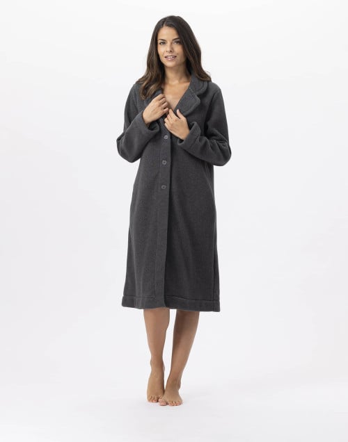 Fleece robe ESSENTIEL H52B in anthracite | Lingerie le Chat