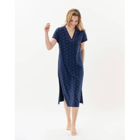 Long jersey nightshirt AMORE 711 navy | Lingerie le Chat