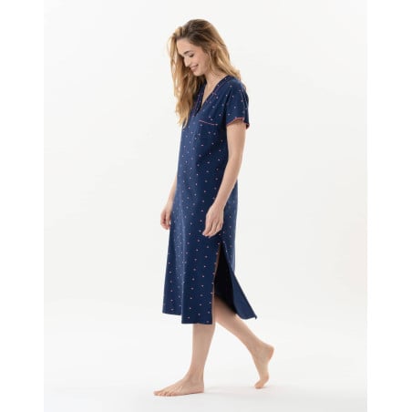 Long jersey nightshirt AMORE 711 navy | Lingerie le Chat