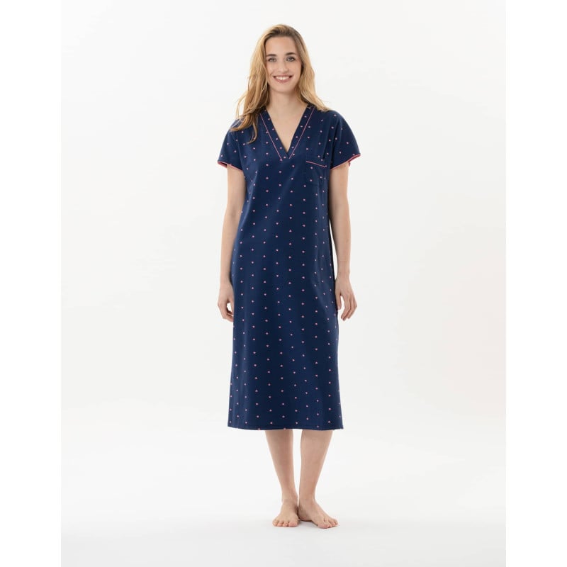 Long jersey nightshirt AMORE 711 navy | Lingerie le Chat