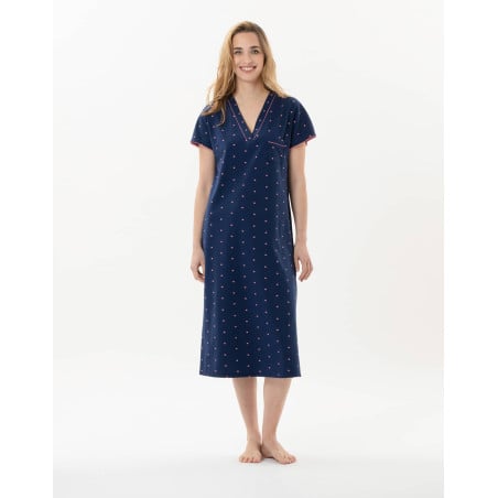 Long jersey nightshirt AMORE 711 navy | Lingerie le Chat