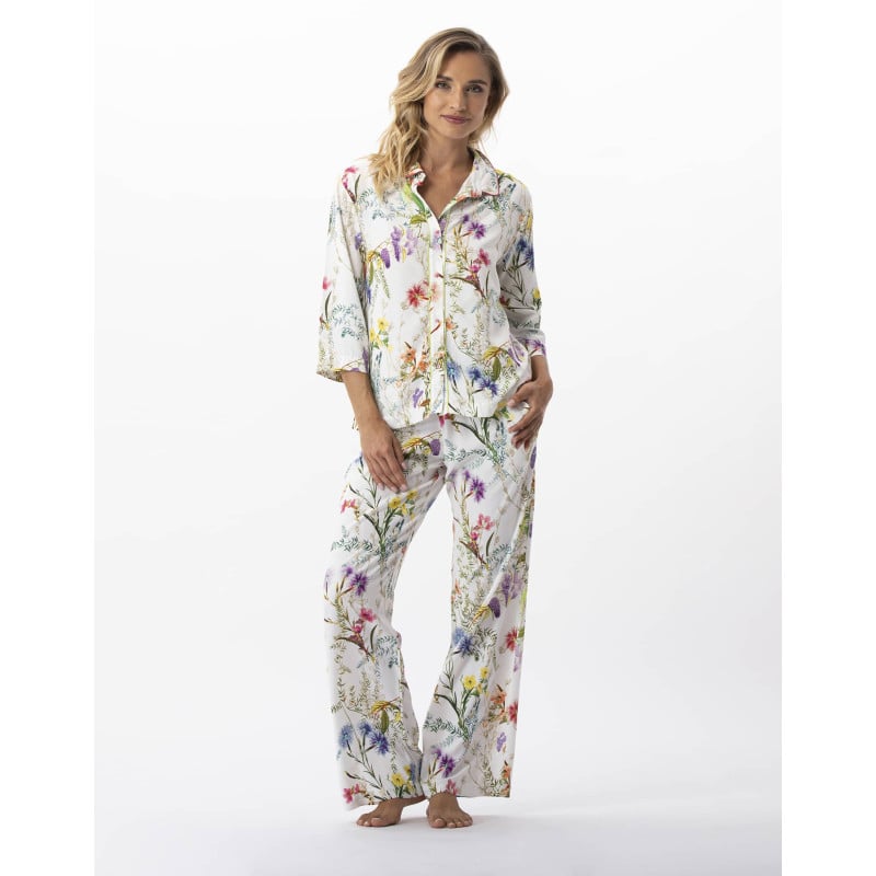 Pyjama imprimé fleurs en 100% viscose RIVIERA 706 multico  | Lingerie le Chat