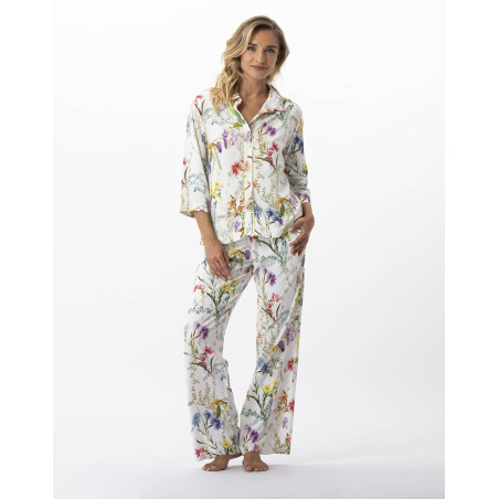 Flower printed pyjamas in 100% viscose RIVIERA 706 multicolour | Lingerie le Chat