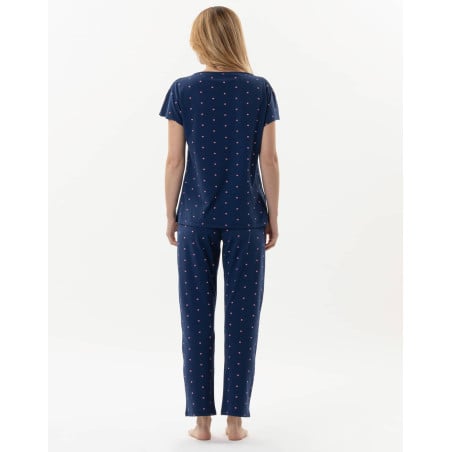 Cotton elastane pyjamas AMORE 702 navy | Lingerie le Chat