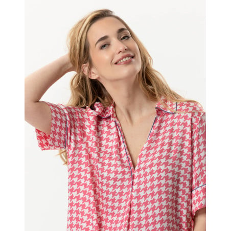 Liquette en 100% viscose pied-de-poule COCOTTE 705 fraise  | Lingerie le Chat