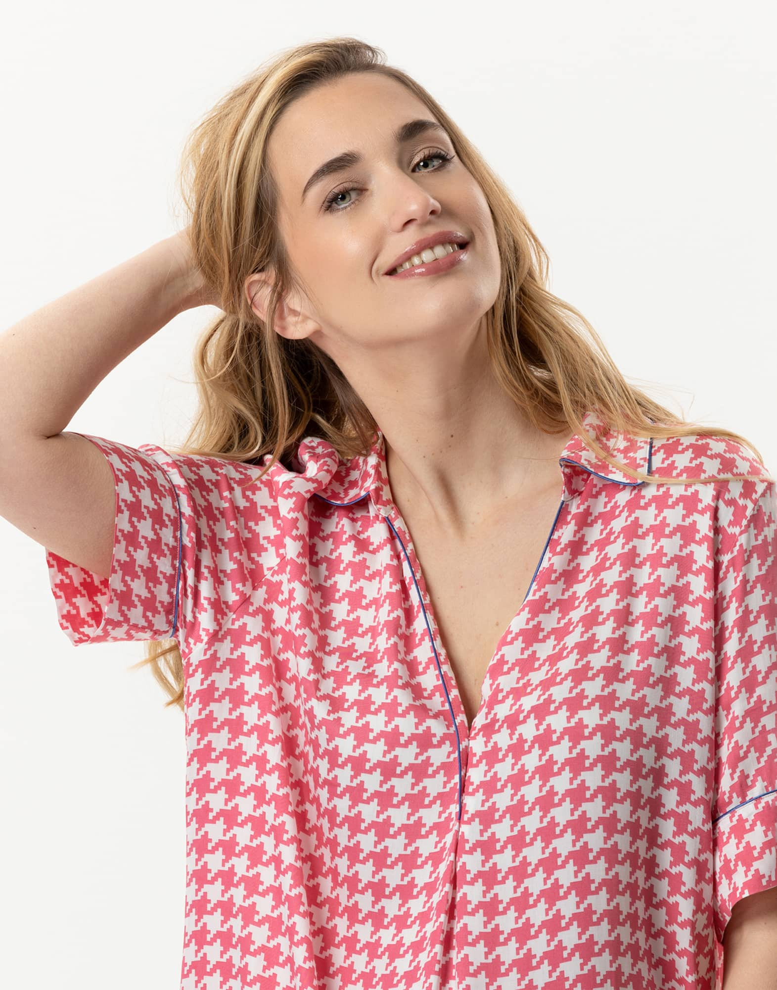 Liquette en 100% viscose pied-de-poule COCOTTE 705 fraise