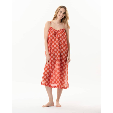 Polka dot printed dress in 100% cotton RIVA 740 pink | Lingerie le Chat