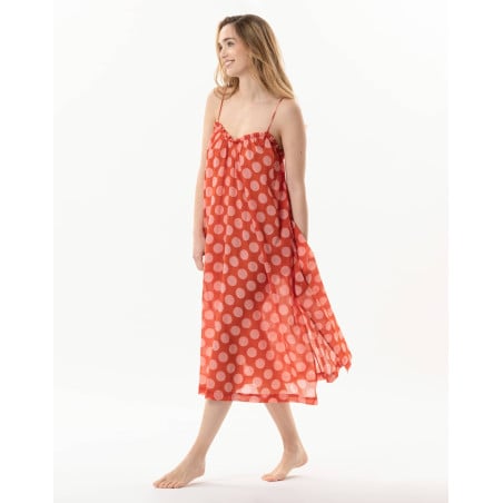 Polka dot printed dress in 100% cotton RIVA 740 pink | Lingerie le Chat