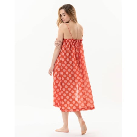 Polka dot printed dress in 100% cotton RIVA 740 pink | Lingerie le Chat