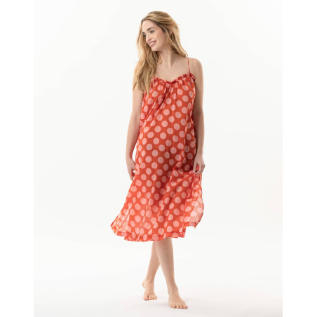 Polka dot printed dress in 100% cotton RIVA 740 pink | Lingerie le Chat