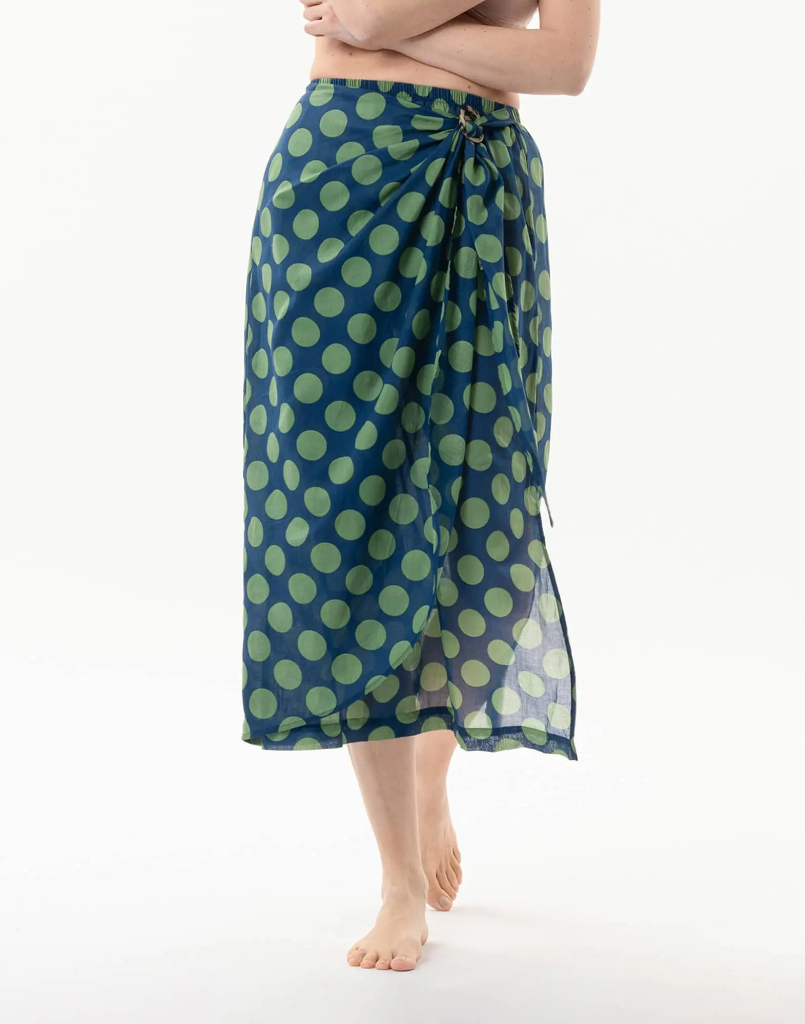 Polka dot printed sarong skirt in 100% cotton RIVA 780 green | Lingerie ...