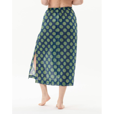 Polka dot printed sarong skirt in 100% cotton RIVA 780 green