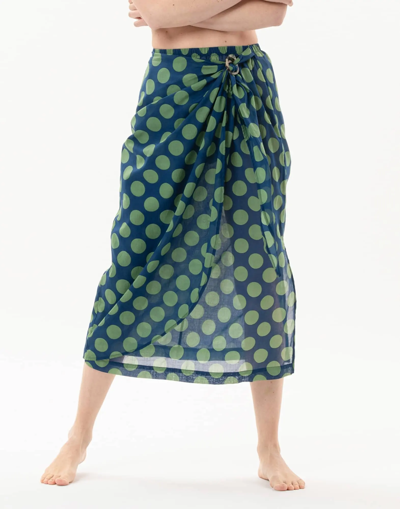 Polka dot printed sarong skirt in 100% cotton RIVA 780 green | Lingerie ...