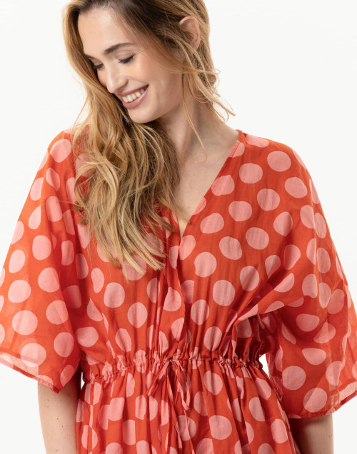 Kimono imprimé pois en 100% coton RIVA 770 rose