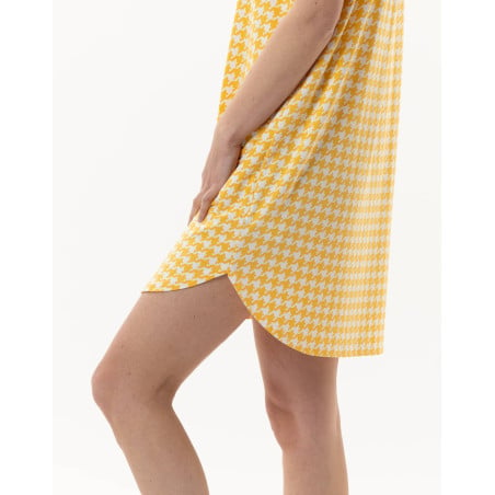 Houndstooth print nightdress in viscose elastane ROSIE 701 sun | Lingerie le Chat