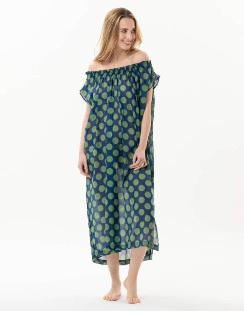 Kaftan imprimé pois en 100% coton RIVA 741 vert