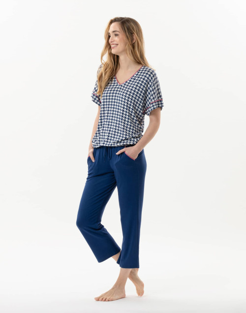 ROSIE 702 indigo printed viscose elastane 7/8° pyjamas