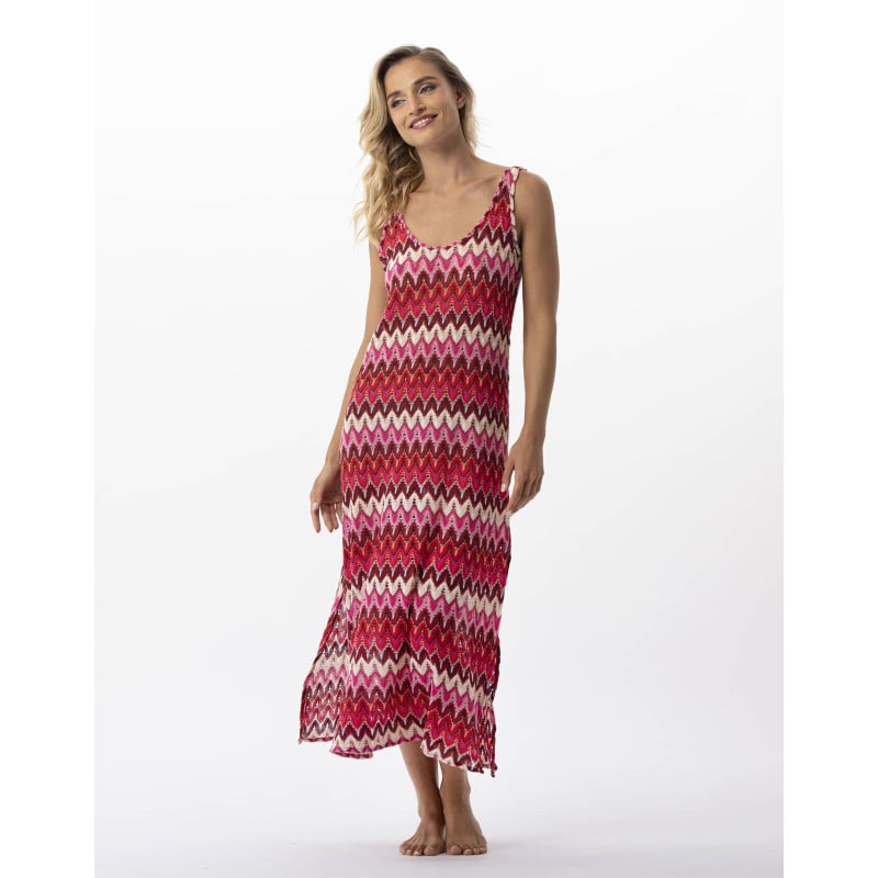 Long mesh knit dress BAHIA 741 multico pink