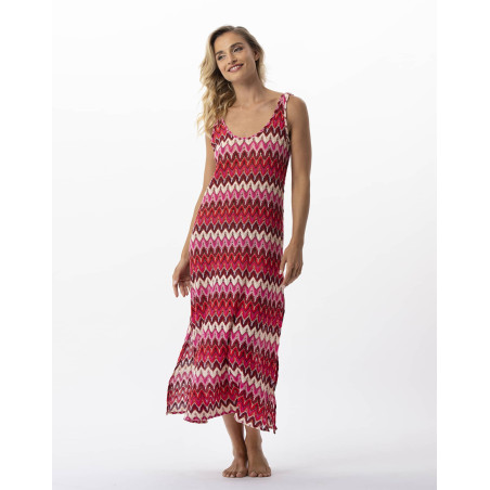 Long mesh knit dress BAHIA 741 multico pink