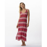 Robe longue en maille ajourée BAHIA 741 rose multico