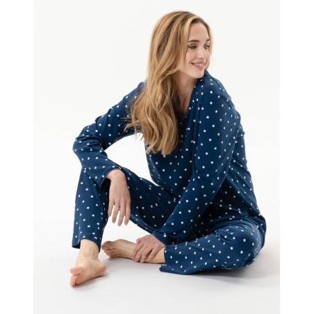 Cotton pyjamas CHAMADE 802 Prussian Blue | Lingerie le Chat