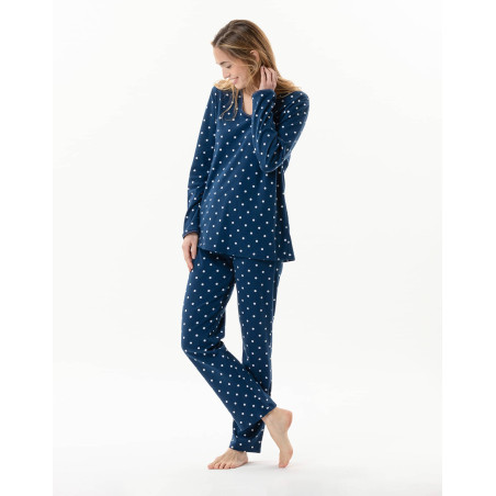 Cotton pyjamas CHAMADE 802 Prussian Blue | Lingerie le Chat