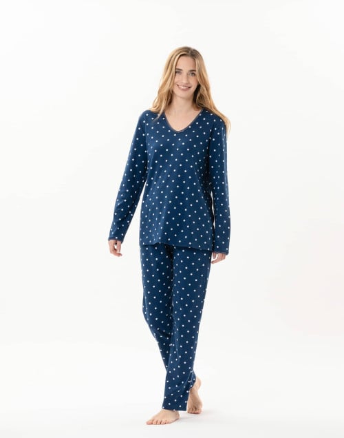 Cotton pyjamas CHAMADE 802 Prussian Blue | Lingerie le Chat