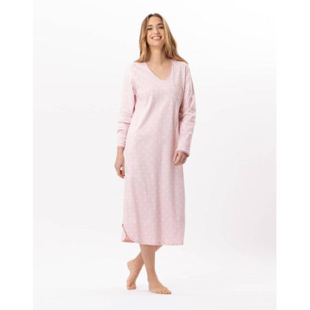 Long cotton nightdress CHAMADE 811 Blush | Lingerie le Chat