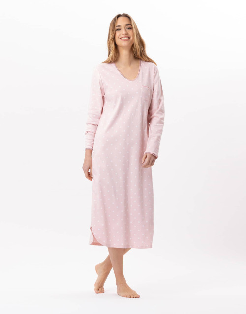 Chemise de nuit longue en coton  CHAMADE 811 Blush