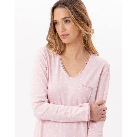 Chemise de nuit longue en coton  CHAMADE 811 Blush | Lingerie le Chat