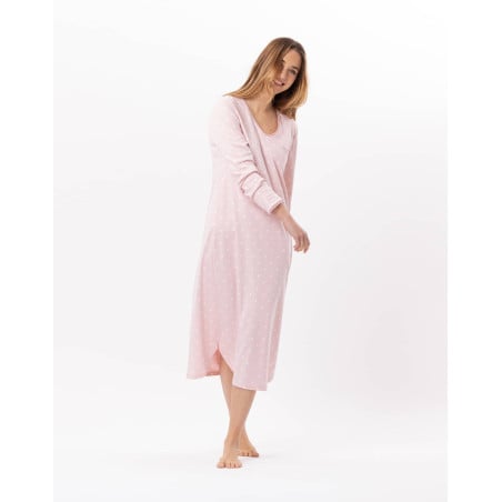 Long cotton nightdress CHAMADE 811 Blush | Lingerie le Chat