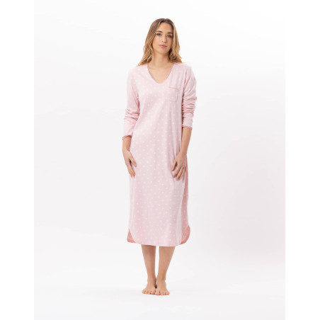 Long cotton nightdress CHAMADE 811 Blush | Lingerie le Chat