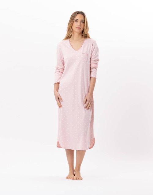 Long cotton nightdress CHAMADE 811 Blush | Lingerie le Chat