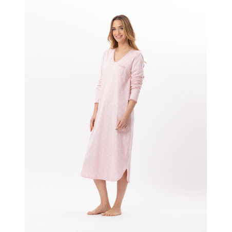 Chemise de nuit longue en coton  CHAMADE 811 Blush | Lingerie le Chat