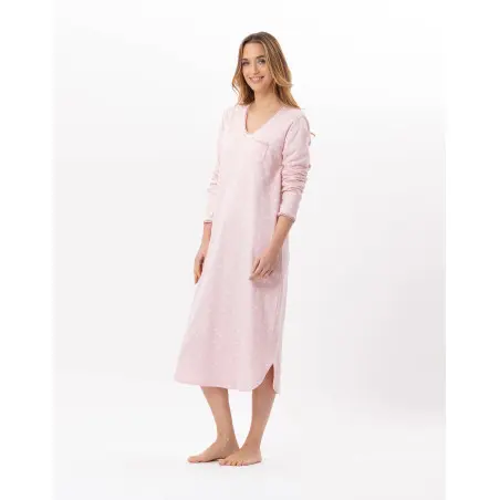Long cotton nightdress CHAMADE 811 Blush | Lingerie le Chat