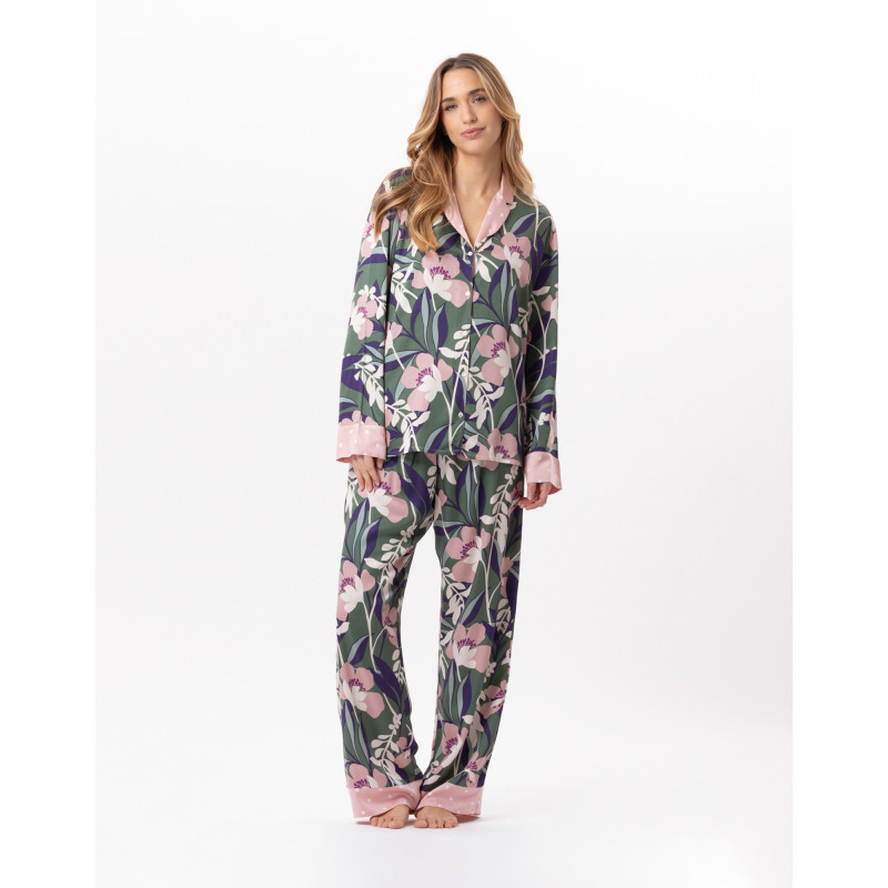 Pyjama boutonné en viscose GIOIA 806 Multico | Lingerie le Chat