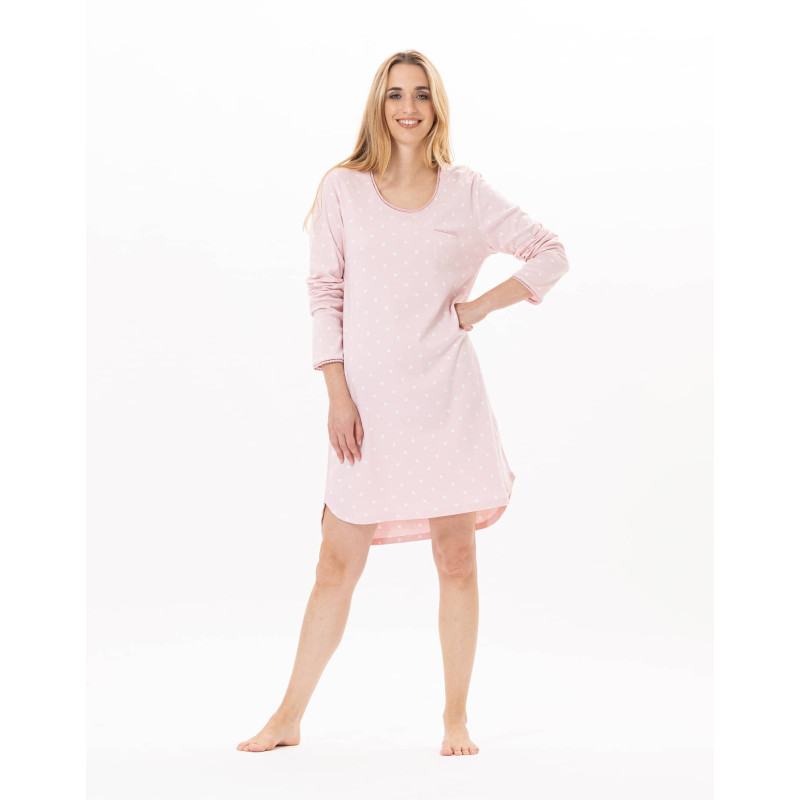 Chemise de nuit en coton  CHAMADE 801 Blush | Lingerie le Chat