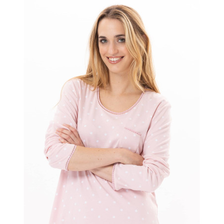 Chemise de nuit en coton  CHAMADE 801 Blush | Lingerie le Chat