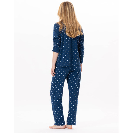 Cotton button-down pyjamas CHAMADE 806 Prussian Blue | Lingerie le Chat