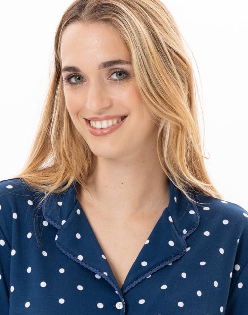 Cotton button-down pyjamas CHAMADE 806 Prussian Blue