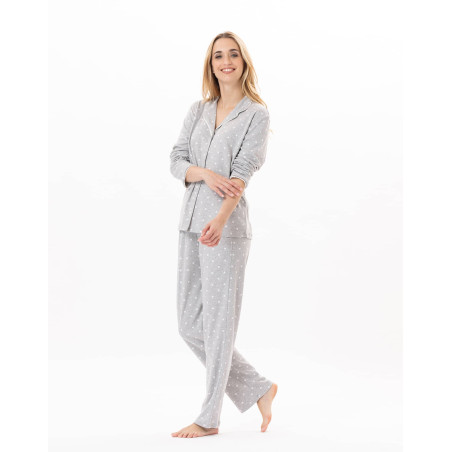 Cotton button-down pyjamas CHAMADE 806 Grey  | Lingerie le Chat