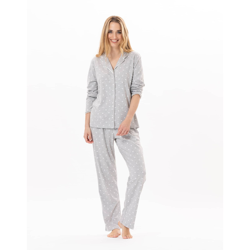 Cotton button-down pyjamas CHAMADE 806 Grey  | Lingerie le Chat