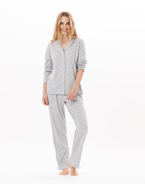 Cotton button-down pyjamas CHAMADE 806 Grey  | Lingerie le Chat