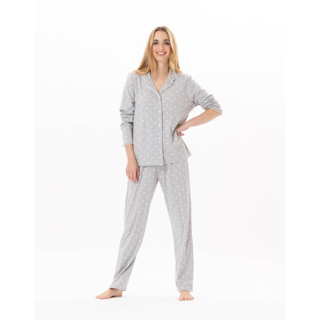 Cotton button-down pyjamas CHAMADE 806 Grey  | Lingerie le Chat