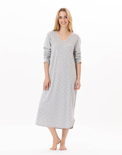 Long cotton nightdress CHAMADE 811 Grey | Lingerie le Chat