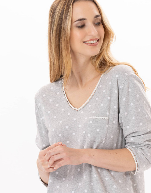 Chemise de nuit longue en coton  CHAMADE 811 Gris Chine