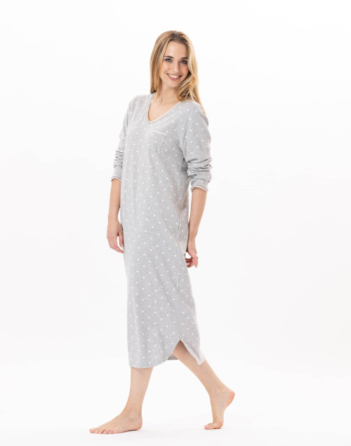 Chemise de nuit longue en coton  CHAMADE 811 Gris Chine