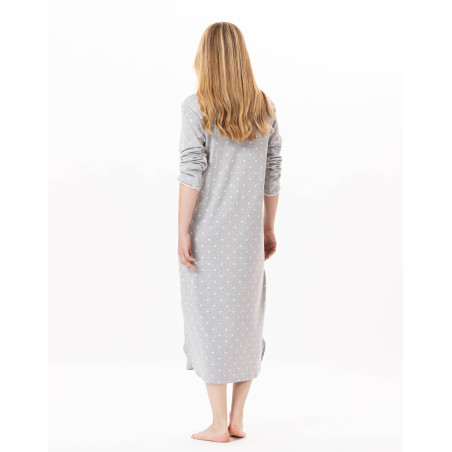 Long cotton nightdress CHAMADE 811 Grey | Lingerie le Chat