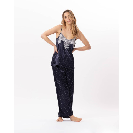 Caraco pantalon en viscose MOON 804 Marine | Lingerie le Chat