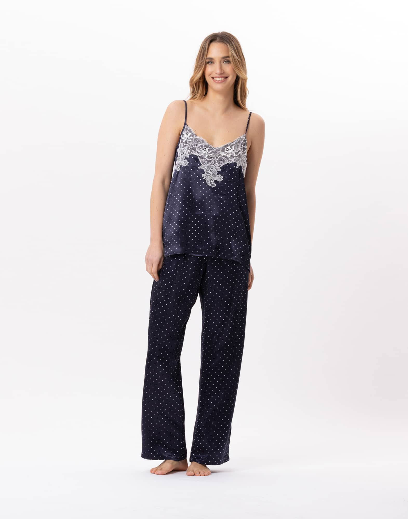 Viscose trouser top MOON 804 Navy Blue | Lingerie le Chat